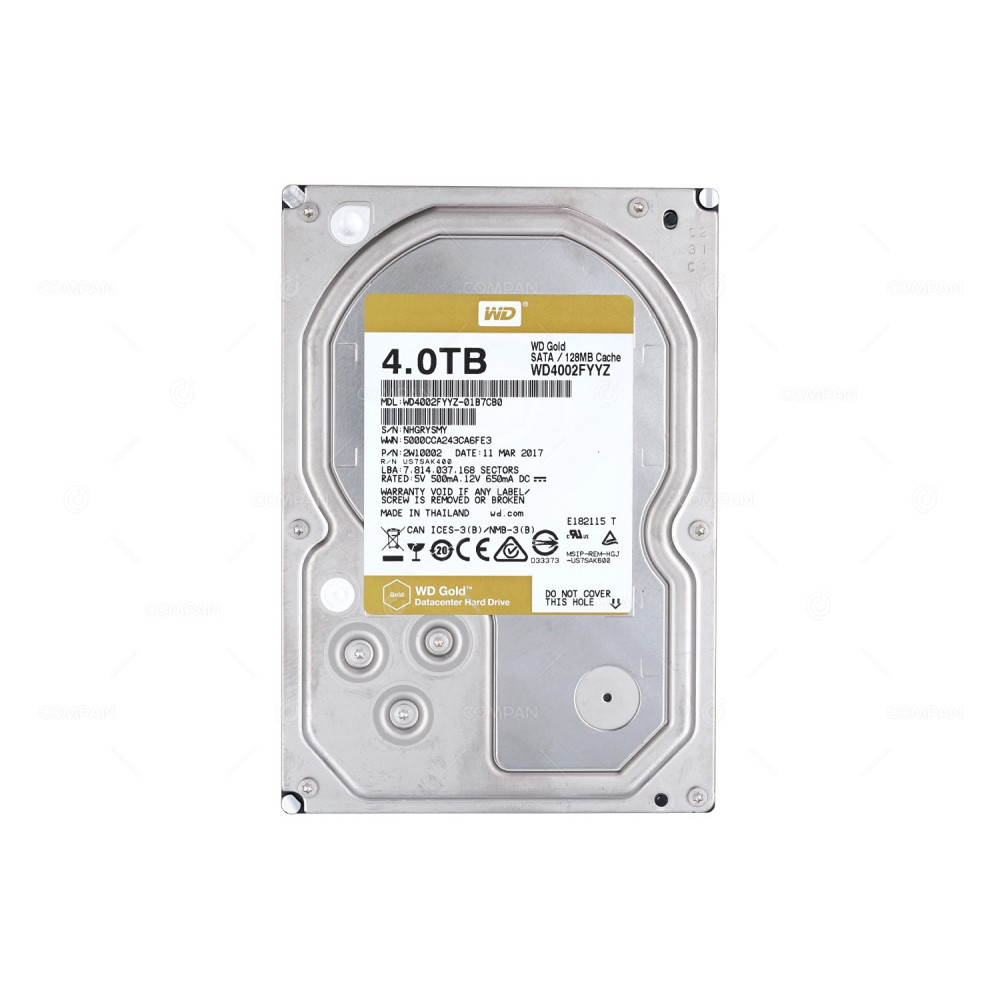 WD4002FYYZ WD GOLD 4TB 3.5 LFF 512N 7.2K 6G SATA 128MB CACHE HARD DRIVE WD4002FYYZ-01B7CB0, 2W10002